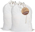 LFH Home Cotton Rich Canvas Large Laundry Bag with Handle, Heavy Duty Drawstring Closure Washable Laundry Bags,School Travel, Home, Hotel, College Dorm, Organizer Sack,Toy Clothes 28x40 (Pack 2)-White by LFHHomePrivateLimited