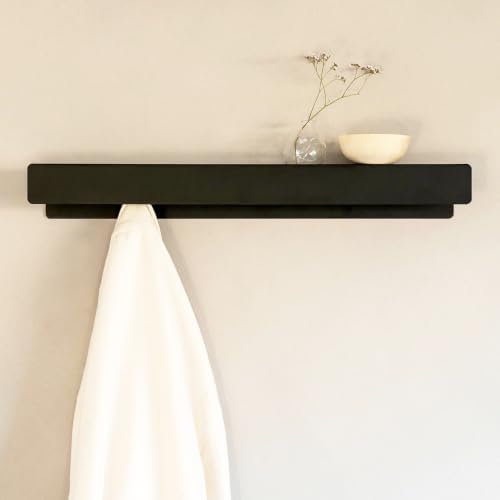 Coat Rack Wall Mount, 2-in-1 Wall Floating Shelf with 6 Hidden Coat Hooks - Image 2