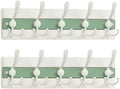 SKOLOO Coastal Wall Mounted Coat Rack - 16-7/8" Beach House Entryway Wooden Coat Hook with 5 Hooks for Hanging Coats, Hats or Towels, Oceanfront Cottage Core Collection, White & Green, Pack of 2 by SKOLOO