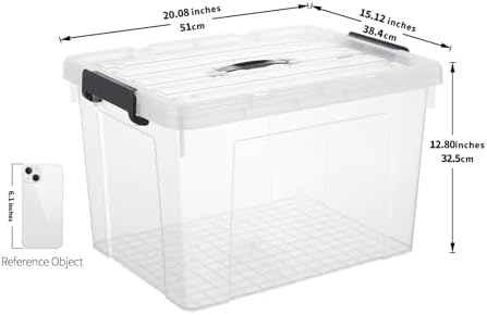 Cetomo Lidded Storage Bin with Handle, Storage Bins with Lid, Organizing Container with Secure Latching Buckles, Stackable and Nestable, Plastic, 50 Quart-4 Pack, Clear - Image 3