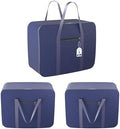 Kuber Industries Pack of 3 Storage Bag | Clothes Storage Bag | Rexine Underbed Storage Bag | Wardrobe Organizer for Blanket-Comforters | Foldable Attachi Bag with Handle | Large | Navy Blue by Kuber+Industries