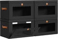DIMJ Storage Bins with Lids - 4 Pack Large Fabric Closet Organizer with Window & Handles, Collapsible Decorative Storage Boxes for Shelves Under Bed, Books Clothes Blankets Sweaters Organization by DiMJ