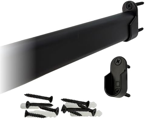 CUSTOM CUT | Oval Closet Rod | Up to 36" | Screw-on Wall Brackets | Matte Black by Desunia