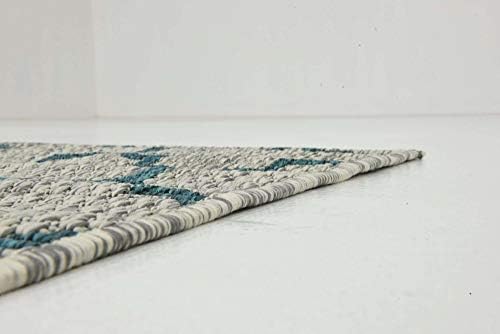 Unique Loom Outdoor Trellis Collection Area Rug (2' x 6' 1" Runner, Gray/ Ivory) - Image 6