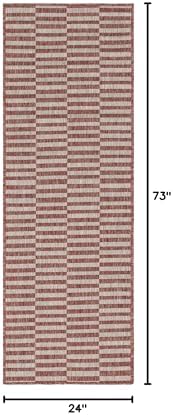 Unique Loom Outdoor Collection Classic Stripes, Transitional Indoor & Outdoor Area Rug, Rectangular 2' 0" x 6' 0", Red/Ivory - Image 2