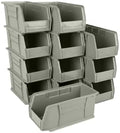 11" x 5.5" x 5" (12 Pack) Plastic Stackable Storage Bin, Gray/Brown by HudsonExchange