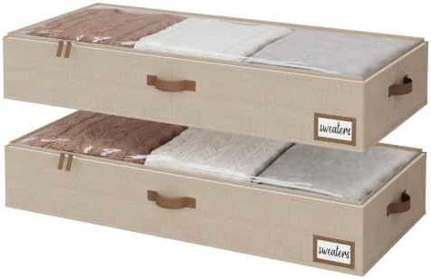 StorageWorks 7 Inch Low Profile Under Bed Storage Containers with Clear Lid by StorageWorks