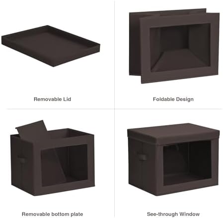 Homsorout Stackable Storage Bins with Lids - Large Decorative Basket with Lids, Fabric Foldable Closet Organizer Bins, Shelf Organizer for Living Room, Dorm, 5 Pack, Brown - Image 7