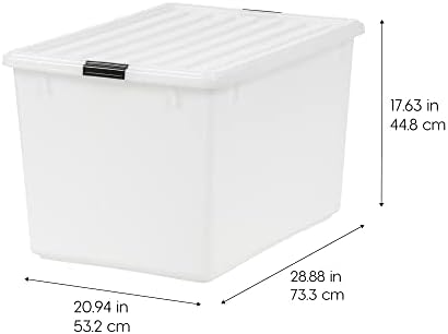 IRIS USA 3-Pack 144 Qt Stackable Storage Bins with Lids, Pearl - Image 2