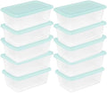 Sterilite Set of 10 Storage Boxes, Clear Plastic Stackable Containers, Lightweight Home Organizers with Snap Lids, 6 Quart, Mindful Mint by Sterilite