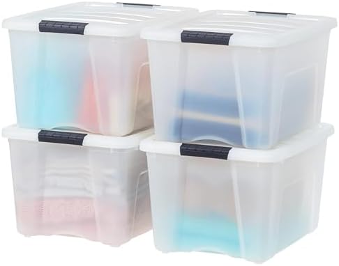 IRIS USA 4-Pack 40 Quart Storage Bins with Lids, Pearl by IRISUSA