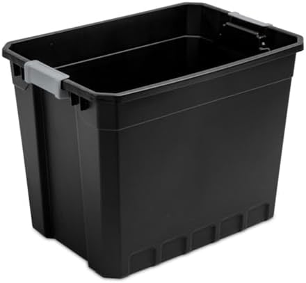 Sterilite 12-Pack Plastic Storage Bins with Lids, Stackable Containers, 27 Gallon, Black by Sterilite