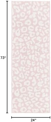 Unique Loom Outdoor Safari Collection Area Rug - Leopard (2' x 6' 1" Runner, Pink Ivory/ Ivory) - Image 2