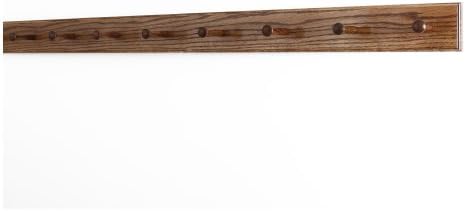 Solid Oak Shaker Peg Rack Made in The USA - Chestnut Stain 47 x 3.5 Inches with 8 Pegs by PEG+AND+RAIL