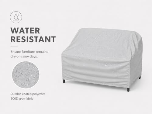 Treasure Garden Large Loveseat Cover, 300D Polyester Outdoor Deep Seating Sofa Cover, Water Resistant, UPF50+ UV Protection, Elastic Hem, Cinch Lock, Built-in Pouch & Storage Bag, Gray - Image 3