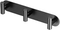 Gatco 1292MX Latitude II Triple Robe Hook, Matte Black Wall-Mounted Bathroom Organizer, Heavy-Duty Brass 3-Hook Rail for Robes, Towels & Clothes, 11-Inch Wide Storage Rack by Gatco