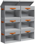 Homsorout Large Storage Bins with Lids - 6 Pack Foldable Decorative Organizers with Clear Windows & Handles, Cube Storage Organizers for Clothes, Blankets, Sweaters, Sheets, Grey by Homsorout