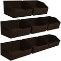 Homsorout Clothes Organizers and Storage - Fabric Cube Bins with Handles, Storage Baskets for Shelves, Trapezoid Collapsible Boxes for Home, Dorm, Office, 10 Pack, Brown by Homsorout