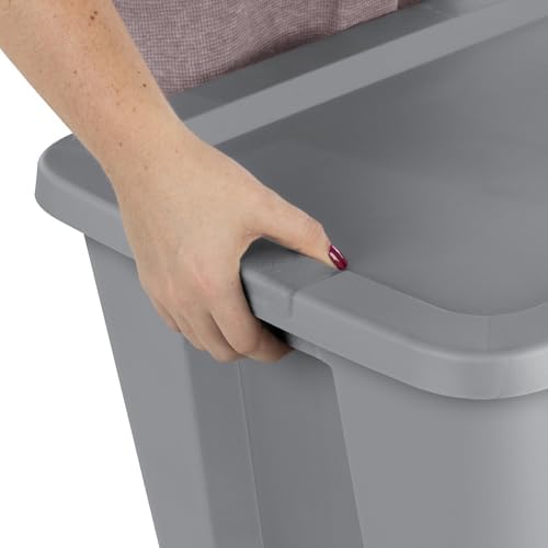 18-Gallon Plastic Storage Bins with Snap-on Lids – 8-Pack, Home Organization Essential (Light Gray) - Image 4