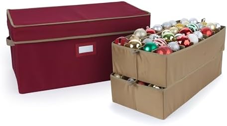 Covermates Adjustable Ornament Storage Box, 25.5" W x 13" D x 12.5" H, Red by Covermates