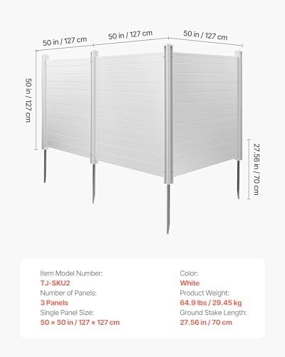 VEVOR Outdoor Privacy Screen 50in W x 50in H 3-Panel Air Conditioner Fence - Image 7