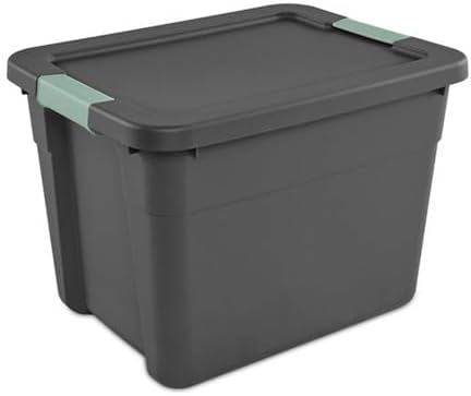 Sterilite 24 Pack Latch Tote, Stackable Plastic Storage Container, 12 Gallon, Gray/Green by Sterilite