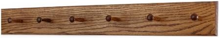 Solid Oak Xtra-Wide Shaker Peg Rack -Made in The USA - Chestnut Stain 35 x 4.5 Inch Xtra Wide with 6 Pegs by PEG+AND+RAIL