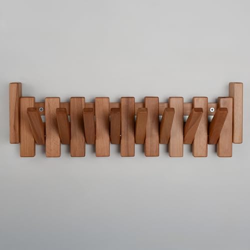 Beech Piano Key Coat Rack with 8 Flip Hooks, Natural by TexasBestGift