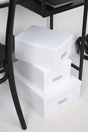 Bigso Box of Sweden Set of 3 Storage Boxes with Lids - Organiser Box for Clothes, Office Equipment and More - Wardrobe Storage Boxes with Labels for Bedding or Seasonal Clothing - White - Image 2
