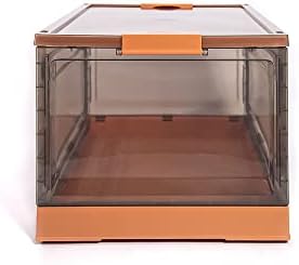 Best Home Fashion 2 packs LARGE Storage Bins Side Opening, Stackable Lid Collapsible, Foldable, Easy Tidy Up with Storage Box, Ideal for Home & Office Organization Storage Cube (Large, Orange) - Image 3