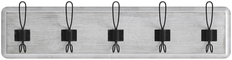 Merrick Lane Enid Hanging Storage Rack - Whitewashed Pine Wood - 24 Inch Wide - 5 Hanging Hooks - Wall Mounting Hardware Included - Image 7