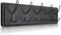 HBCY Creations Black Rustic Coat Rack Wall Mount with 5 Hooks, Solid Pine Wood 24 inch Wall Hooks for Entryway, Mudroom, Hallway, Bathroom - Vintage Farmhouse Style Wall Mounted Towel Rack by HBCYCreations