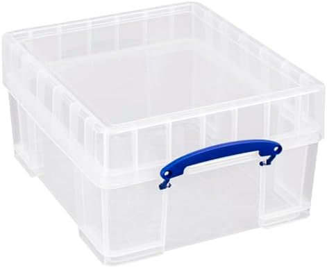 Really Useful Box 9 Liter Stackable Storage Container w/XL Snap Lid & Built-in Clip Lock Handles for Home or Office Organization, Clear (4 Pack) - Image 3
