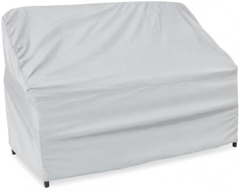 Treasure Garden Large Loveseat Cover, 300D Polyester Outdoor Deep Seating Sofa Cover, Water Resistant, UPF50+ UV Protection, Elastic Hem, Cinch Lock, Built-in Pouch & Storage Bag, Gray by TreasureGarden