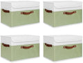 ANMINY Fabric Storage Box Bins with Lids, Green White, 15"x10"x10", 4 Pack by ANMINY