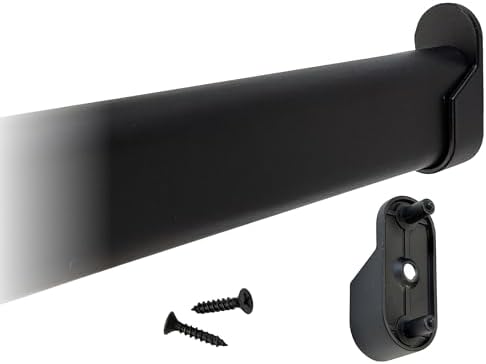 CUSTOM CUT - Oval Closet Rod | Up to 48" | Rear Pin Wall Brackets | Matte Black by Desunia