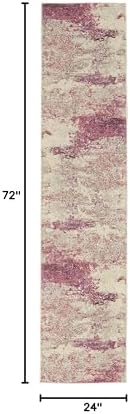 Nourison Home Celestial Modern Abstract Ivory/Pink 2' x 6' Area Rug, Easy Cleaning, Non Shedding, Bed Room, Living Room, Dining Room, Kitchen (2x6) - Image 2