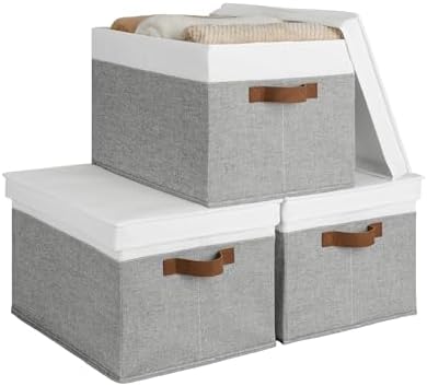 StorageWorks Fabric Storage Bins with Lids, Closet Storage Bins by StorageWorks