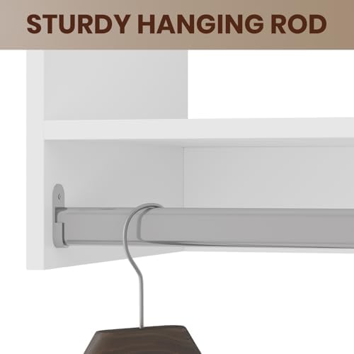 ROOMTEC 19.5" Double Hanging Closet Unit, Modular Closet System with Hanging Rod, Wardrobe Organizer for Bedroom or Walk-in Closet, Wall Mounted, Customizable Clothes Storage Unit, White - Image 7