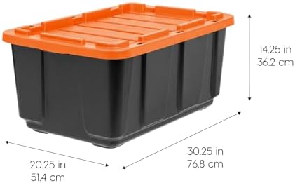 IRIS USA 3-Pack 27 Gal Heavy Duty Storage Tote Bins with Lids, Orange - Image 3