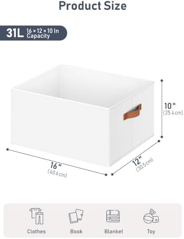 8 Pack Large Closet Storage Baskets Bins for Shelves, Collapsible Fabric Closet Organizers and Storage with Polyester Handles, Decorative Baskets for Organizing Clothes, Towels, Linen Closet 16x12x10" - Image 6