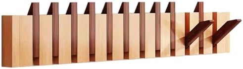 Paint Wood Wall Mounted Coat RackHooks Piano Key Hangers Natural Solid Wood Hanger Non-Woven Fabric Clothes Hangers for Closet, Kitchen, Bedroom, Bathroom, Entryway（Walnut-Beech 12 Hooks） by MurphyBedKitMattresFrame