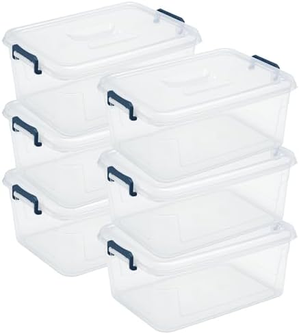 Tribello Clear Storage Bins with Lids, 6-Pack Stackable Plastic Storage Containers for Home Organization – Totes for Closet and Underbed Storage, 16 Quarts by Tribello