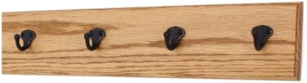 PegandRail Oak Wall Mounted Coat Rack with Aged Bronze Singular Style Hooks 4.5" Ultra Wide (Golden Oak, 20" x 4.5" with 4 Hooks) by PEG+AND+RAIL