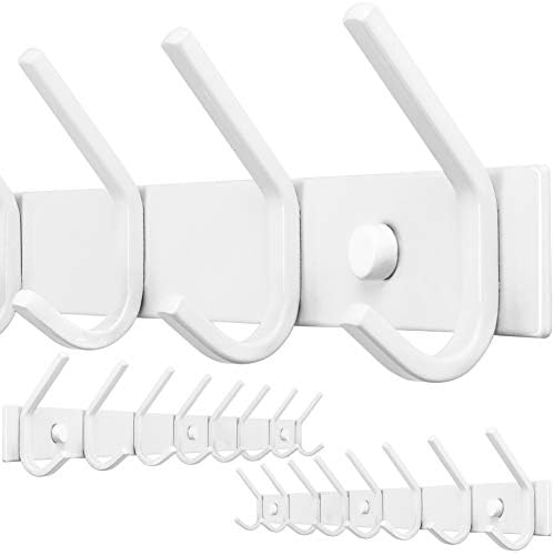 WEBI Coat Rack Wall Mount,8 Hooks,24" Long Coat Hooks Wall Mounted,Coat Hanger Wall,Hook Rack,Jacket Hooks for Hanging Coats,Hat,Clothes,White,2 Packs by WEBI