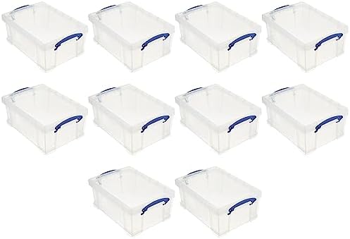 Really Useful Box Stackable 9 Liter Plastic Storage Container, 10 Pack by ReallyUsefulBox