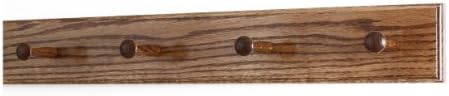 Solid Oak Shaker Peg Rack Made in The USA - Chestnut Stain 23 x 3.5 Inches with 4 Pegs by PEG+AND+RAIL
