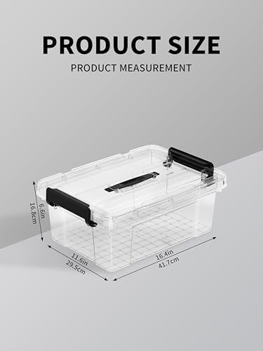Cetomo 18Qt*4 Lidded Storage Bins, Stackable Plastic Bin with Handle, Storage Container with Secure Latching Buckles, Transparent, 18 Quart, Set of 6 - Image 2