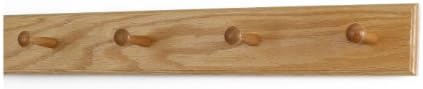Solid Oak Shaker Peg Rack Made in The USA - Natural Stain 23 x 3.5 Inches with 4 Pegs by PEG+AND+RAIL