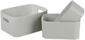 HofferRuffer Faux Leather Storage Baskets Bins with Velvet Lining for Organizing, Storage, Gifts, Set of 3 Nesting Shelf Baskets Decorative Storage Boxes for Home Organization (Grey) by HofferRuffer